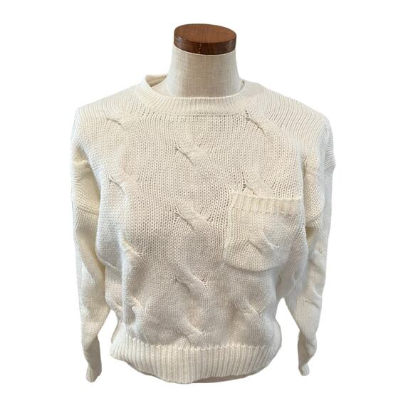 Vintage Avon cropped boxy knit sweater Cream Off White M - Picture 1 of 5